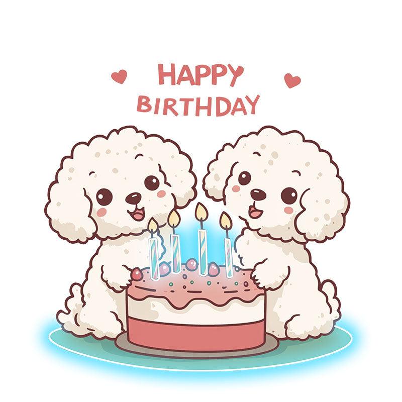 Cute Puppy Around Cake Happy Birthday LED neon sign product image
