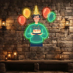 Man Wearing Hat Holding Birthday Cake LED neon sign product image