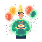 Man Wearing Hat Holding Birthday Cake LED neon sign product image