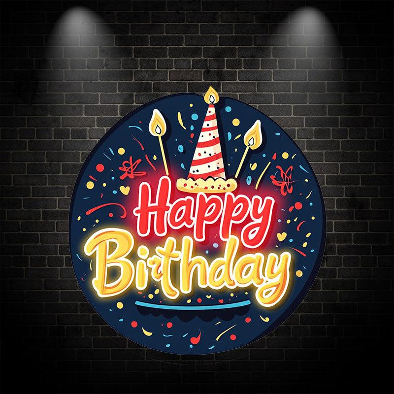 Round Happy Birthday Atmosphere LED neon sign by NeonCS