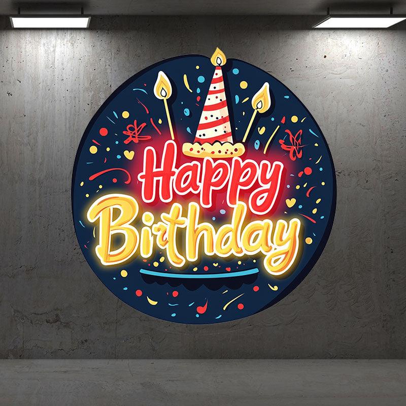 Round Happy Birthday Atmosphere LED neon sign product image