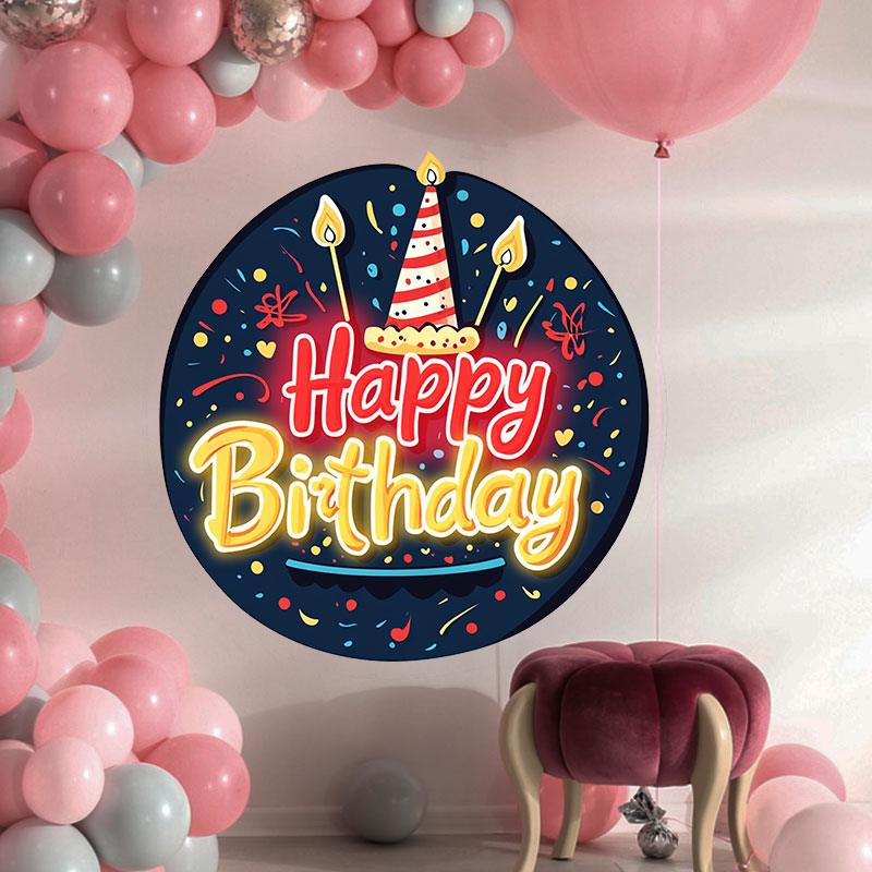 Round Happy Birthday Atmosphere LED neon sign product image