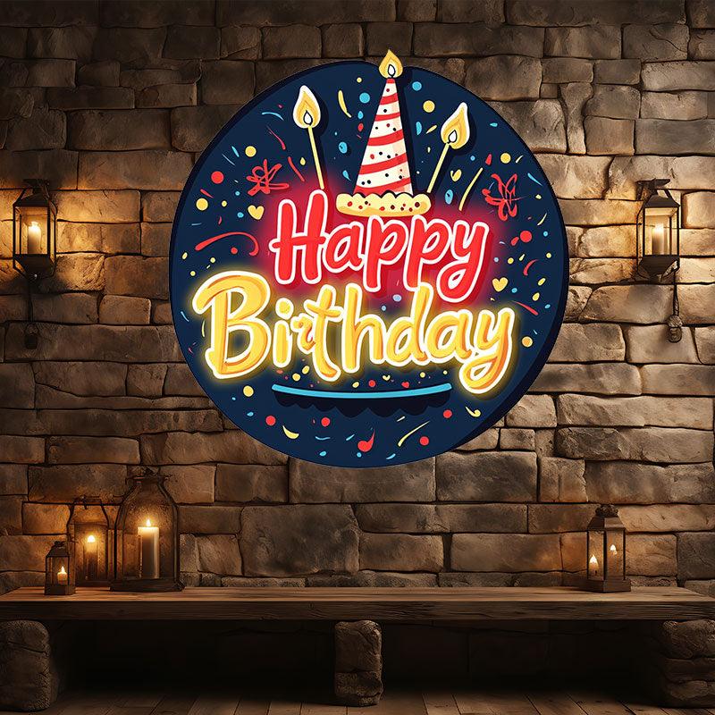 Round Happy Birthday Atmosphere LED neon sign product image