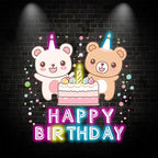 Two Bears Around Cake Birthday LED neon sign by NeonCS