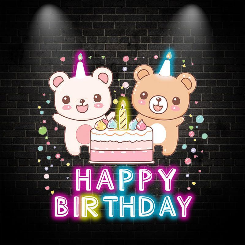 Two Bears Around Cake Birthday LED neon sign by NeonCS