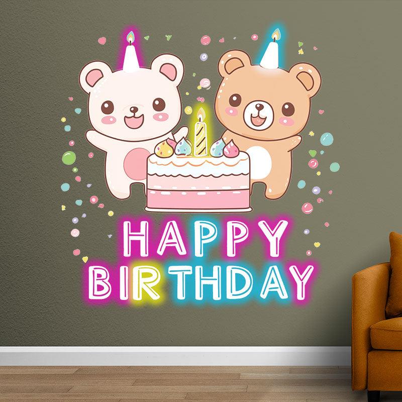 Two Bears Around Cake Birthday LED neon sign product image