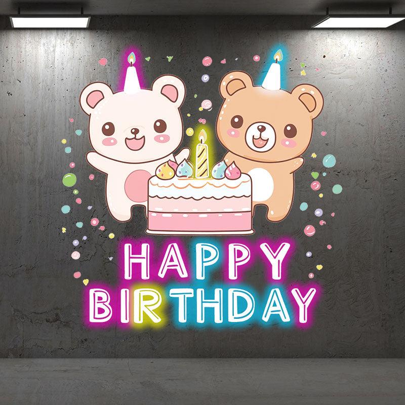 Two Bears Around Cake Birthday LED neon sign product image