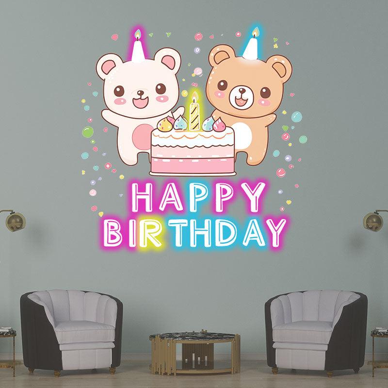 Two Bears Around Cake Birthday LED neon sign product image