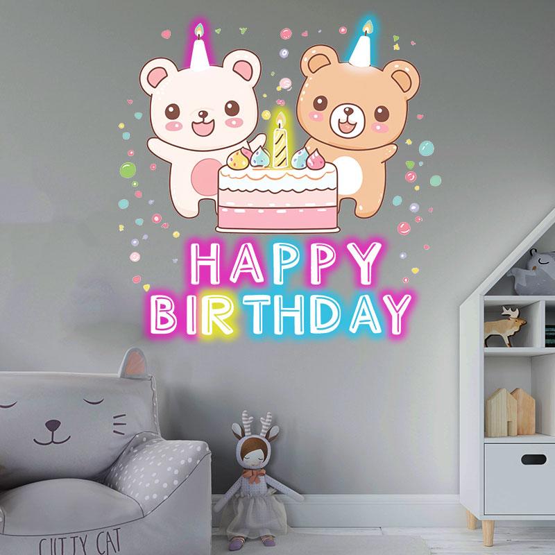 Two Bears Around Cake Birthday LED neon sign product image