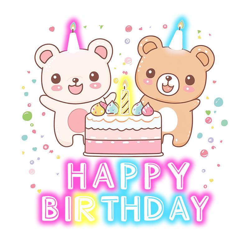 Two Bears Around Cake Birthday LED neon sign product image