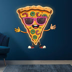 Funny Pizza Lights - Smiley Face in LED neon sign product image
