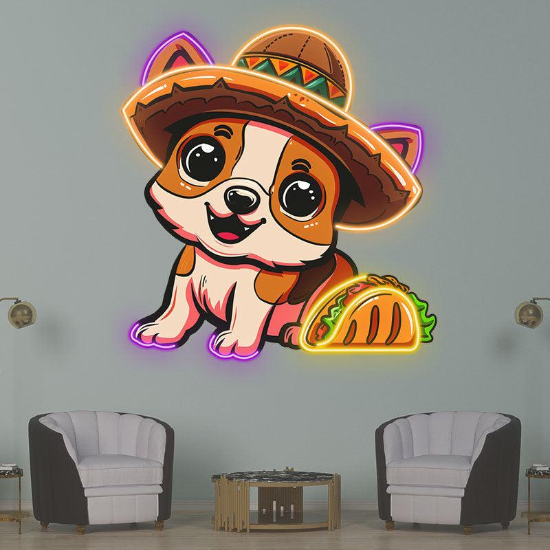 Cute Puppy Lights - with Hat Smile LED neon sign product image