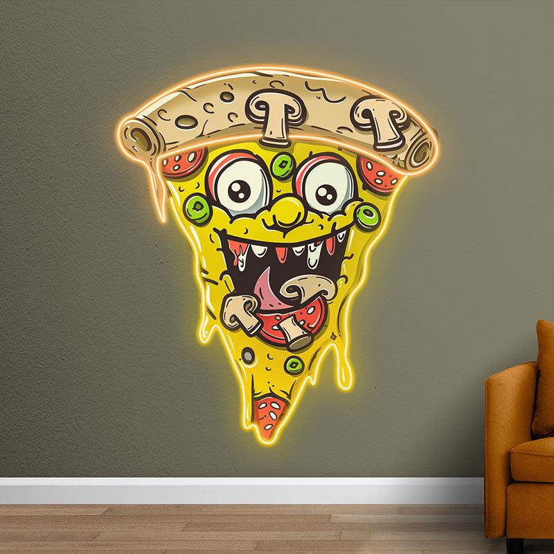 Wacky Smiley Pizza Lights - Fixtures LED neon sign product image