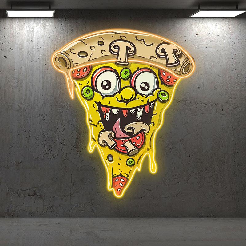 Wacky Smiley Pizza Lights - Fixtures LED neon sign product image