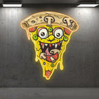 Wacky Smiley Pizza Lights - Fixtures LED neon sign product image