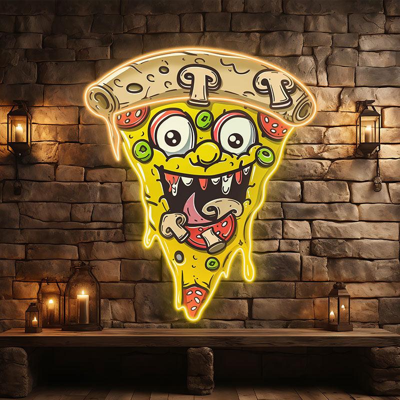 Wacky Smiley Pizza Lights - Fixtures LED neon sign product image