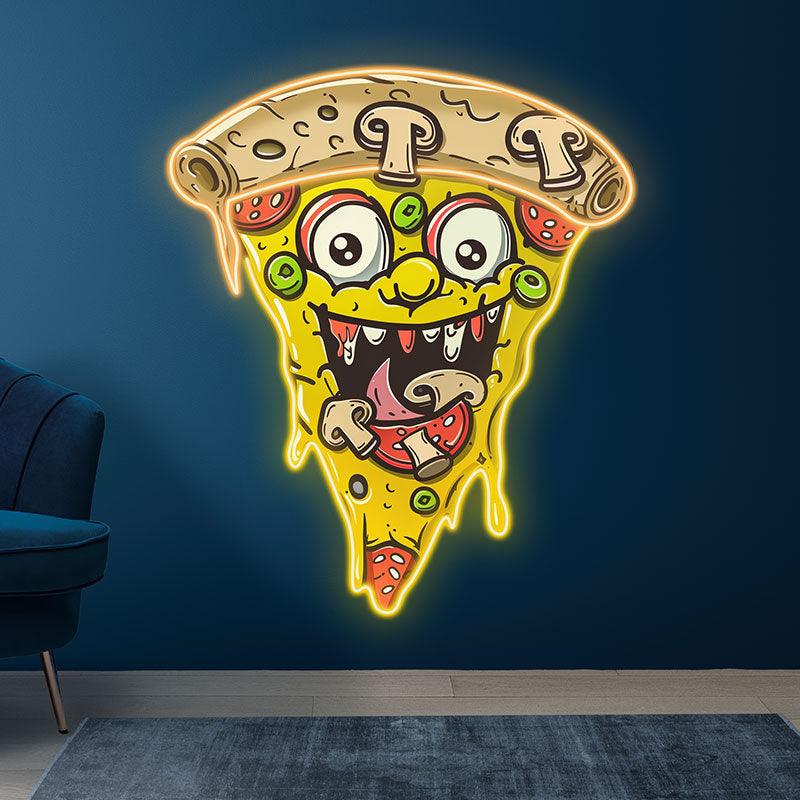 Wacky Smiley Pizza Lights - Fixtures LED neon sign product image