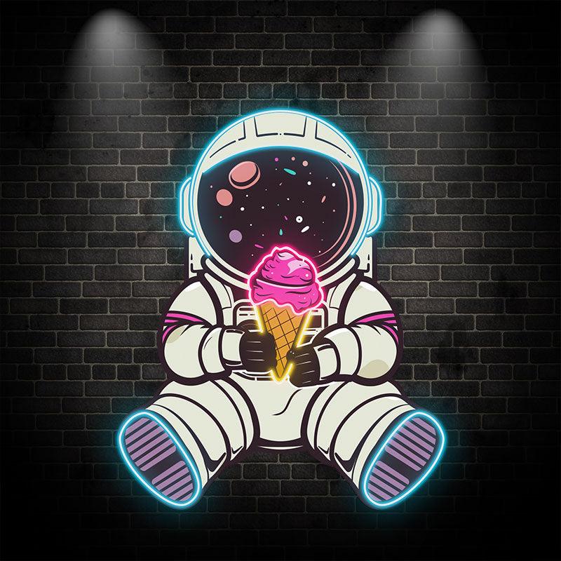 Spaceman Lights - Sitting Hand Holding LED neon sign by NeonCS