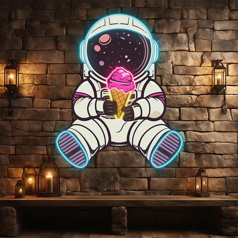 Spaceman Lights - Sitting Hand Holding LED neon sign product image