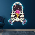 Spaceman Lights - Sitting Hand Holding LED neon sign product image