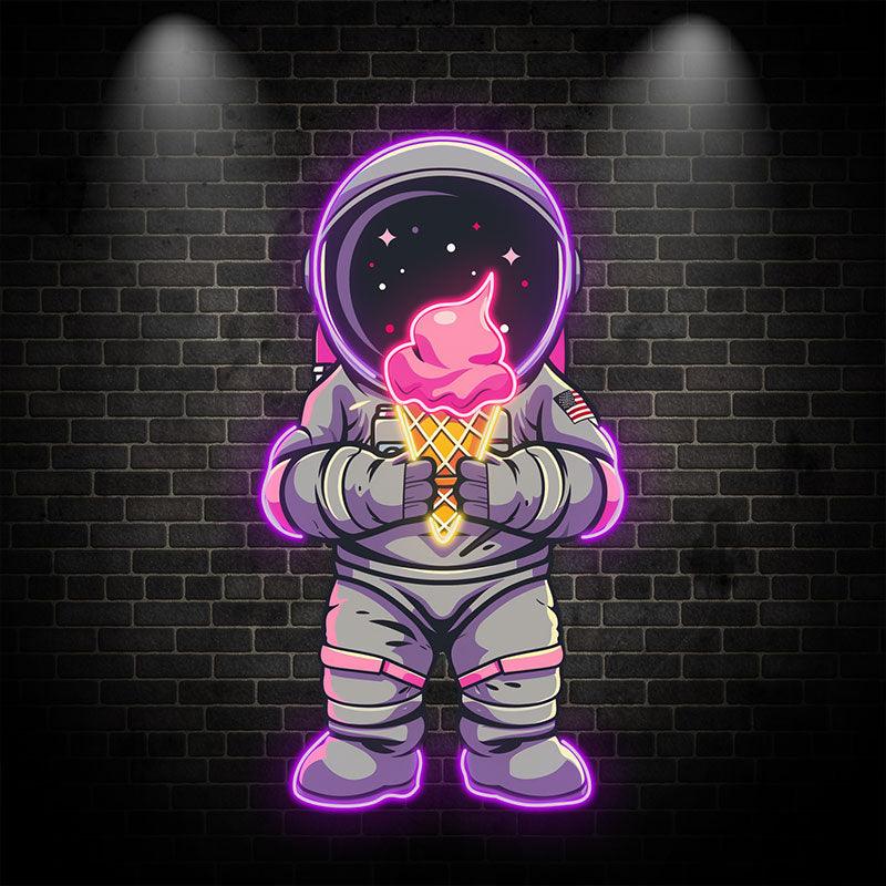 Purple Spaceman Lights - with Big Ice LED neon sign by NeonCS