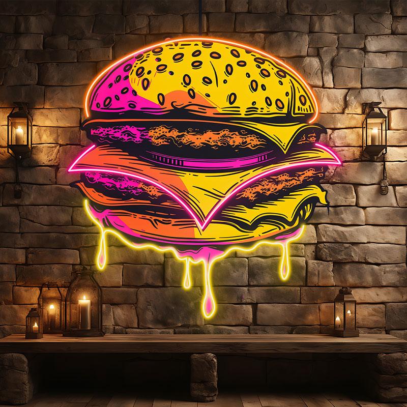 Golden Burger Lights - Fixtures LED neon sign product image