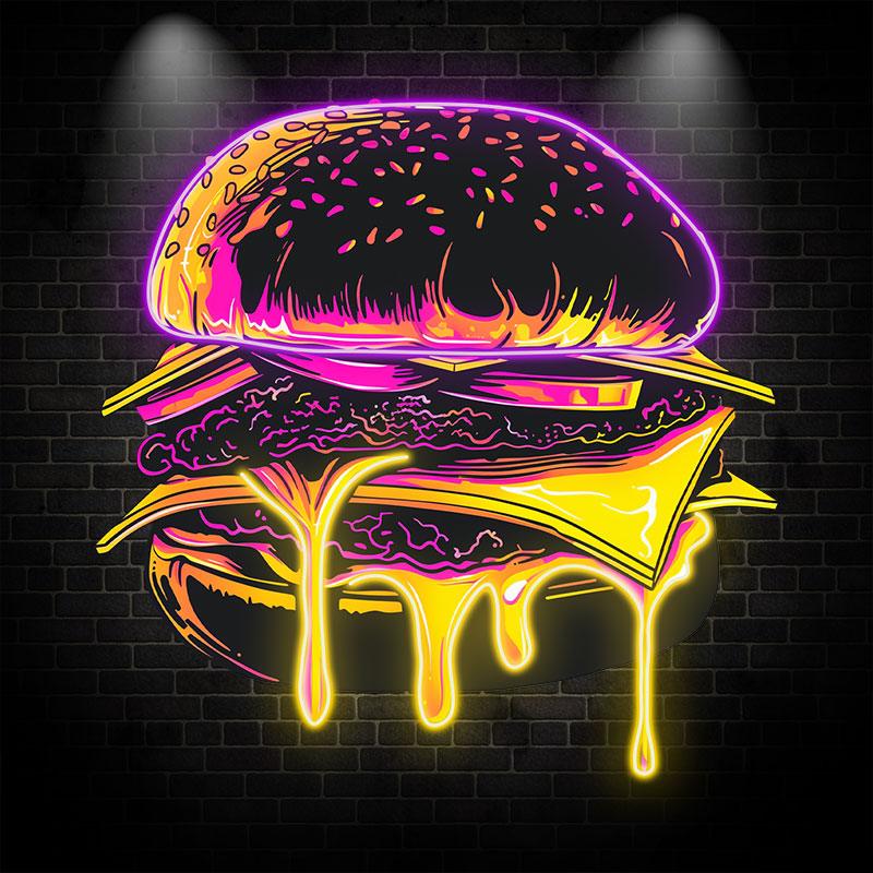 Sandwich Steak Vegetable Big Burger LED neon sign by NeonCS