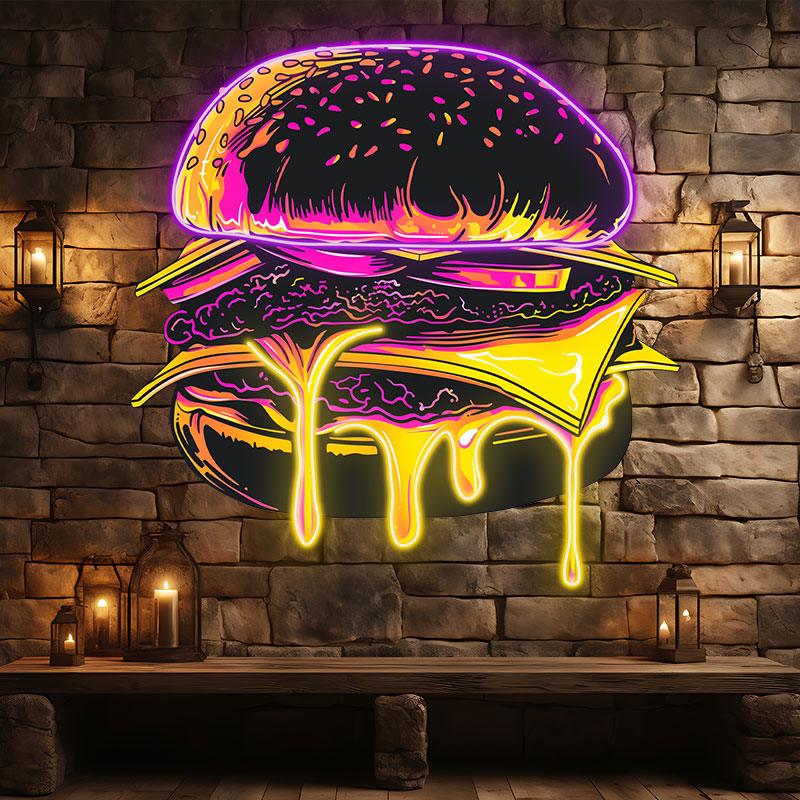 Sandwich Steak Vegetable Big Burger LED neon sign product image