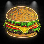 Golden Burger Lights - Vegetable & LED neon sign by NeonCS