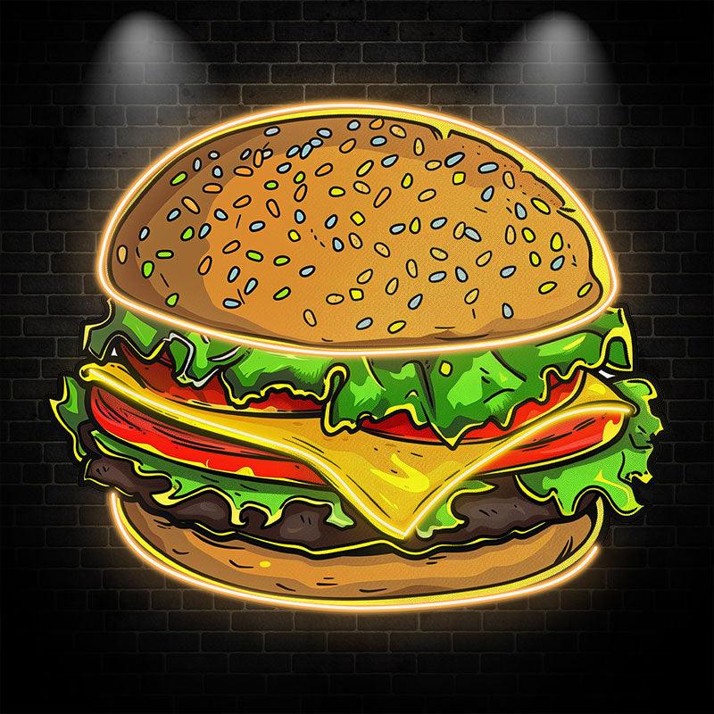 Golden Burger Lights - Vegetable & LED neon sign by NeonCS