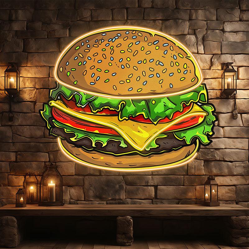 Golden Burger Lights - Vegetable & LED neon sign product image