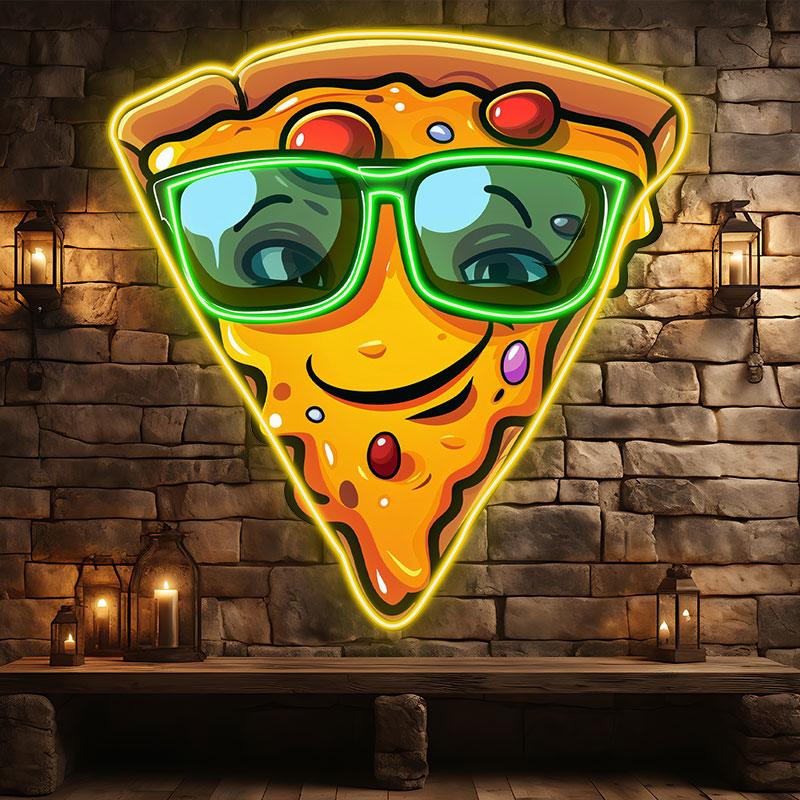 Smile Pizza Lights - Wear Green LED neon sign product image