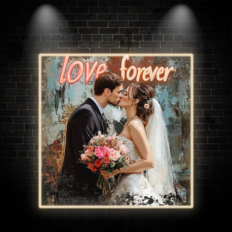 Square Photo Frame Bride & Groom LED neon sign by NeonCS