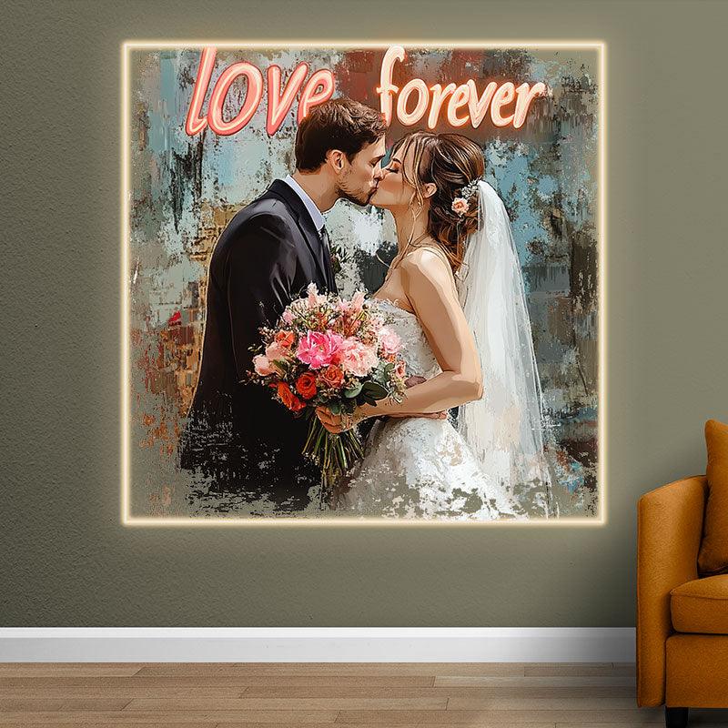 Square Photo Frame Bride & Groom LED neon sign product image