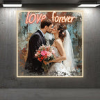 Square Photo Frame Bride & Groom LED neon sign product image