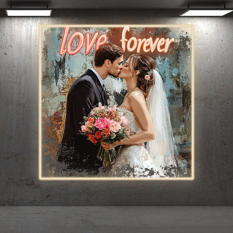 Square Photo Frame Bride & Groom LED neon sign product image