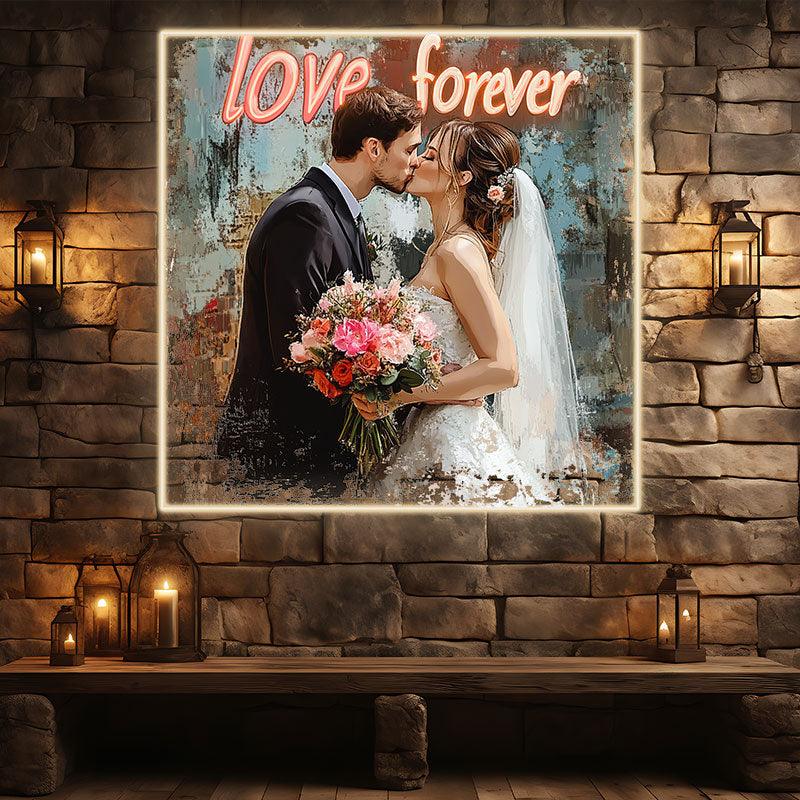 Square Photo Frame Bride & Groom LED neon sign product image