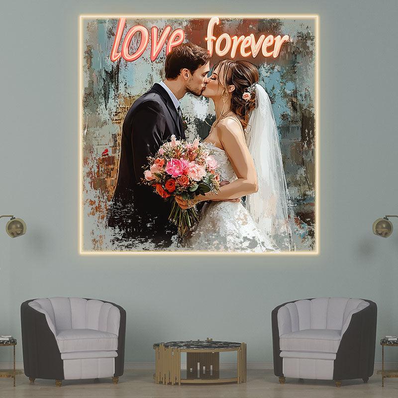 Square Photo Frame Bride & Groom LED neon sign product image