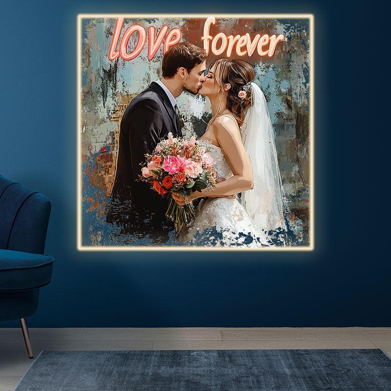Square Photo Frame Bride & Groom LED neon sign product image