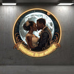 Golden Round Photo Frame Bride and LED neon sign product image