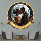 Golden Round Photo Frame Bride and LED neon sign product image