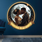 Golden Round Photo Frame Bride and LED neon sign product image