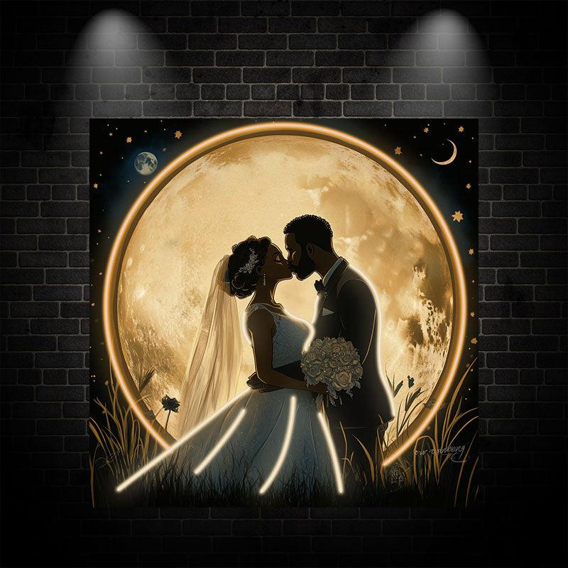 Square Wedding Bride and Groom Kissing LED neon sign by NeonCS