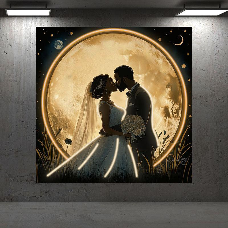 Square Wedding Bride and Groom Kissing LED neon sign product image