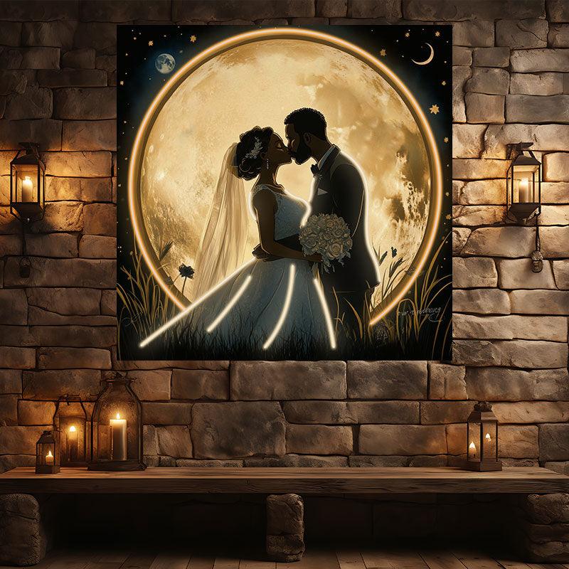 Square Wedding Bride and Groom Kissing LED neon sign product image