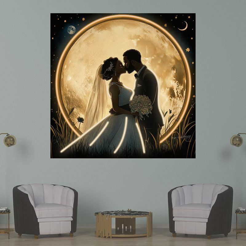 Square Wedding Bride and Groom Kissing LED neon sign product image