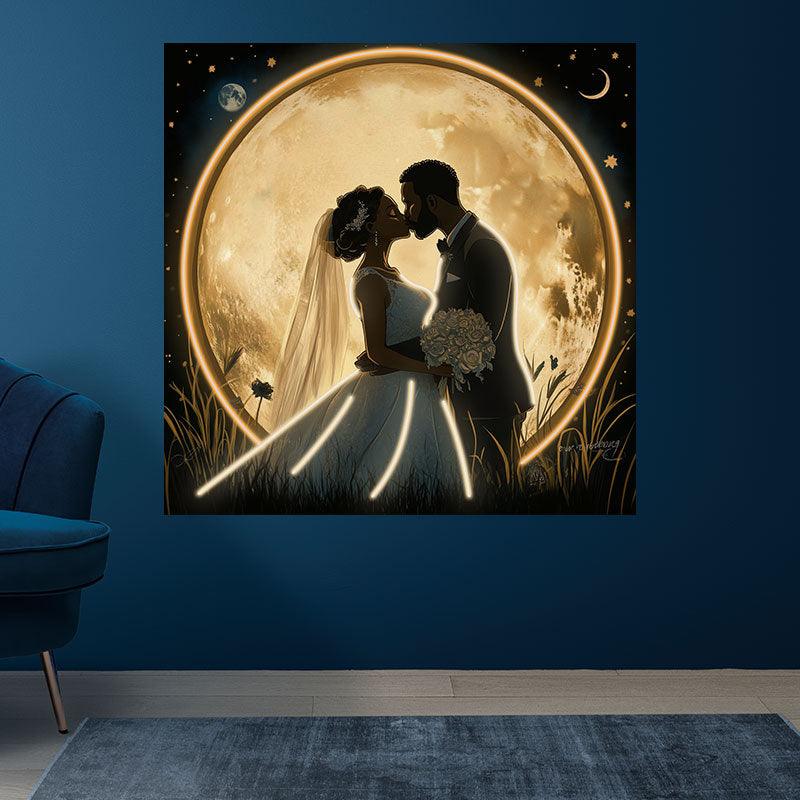 Square Wedding Bride and Groom Kissing LED neon sign product image