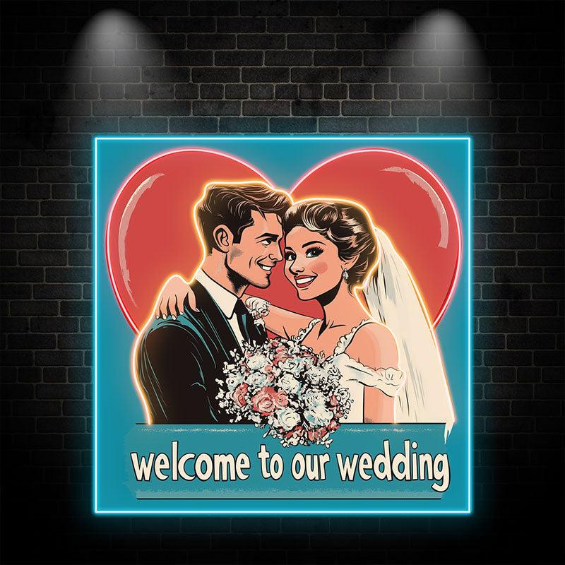 Square Wedding Bride and Groom Happy LED neon sign by NeonCS