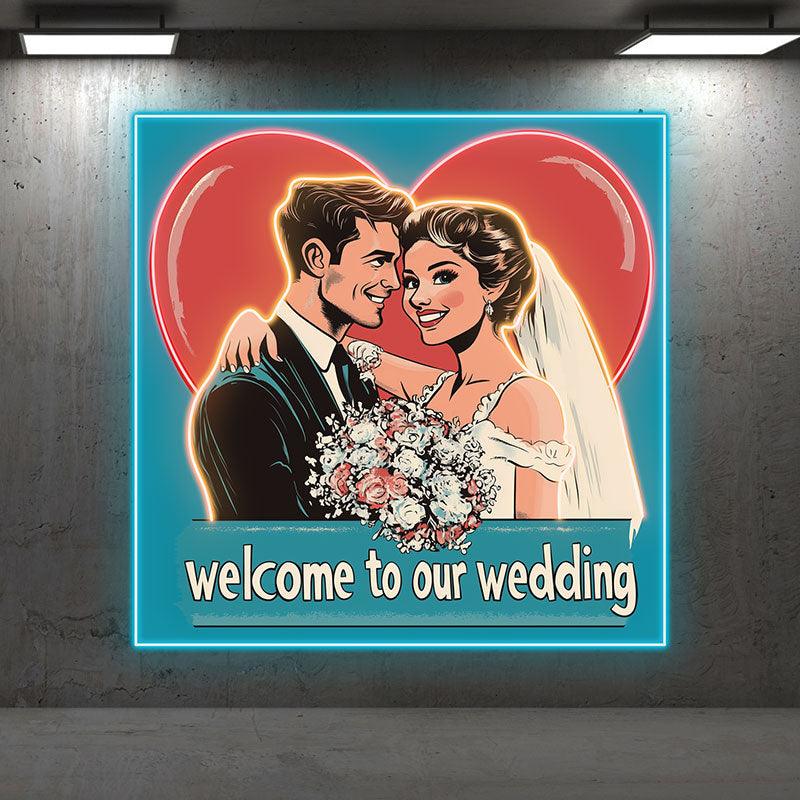 Square Wedding Bride and Groom Happy LED neon sign product image