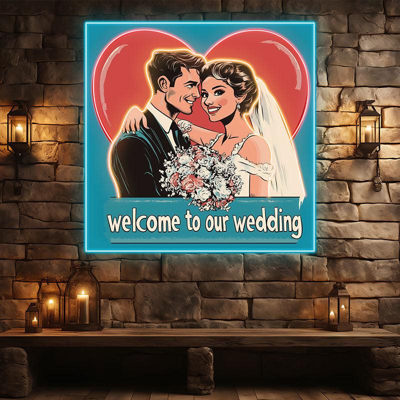Square Wedding Bride and Groom Happy LED neon sign product image